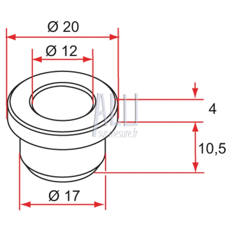 Bague de glissement en composite pour portail battant ( lot de 4 pcs )