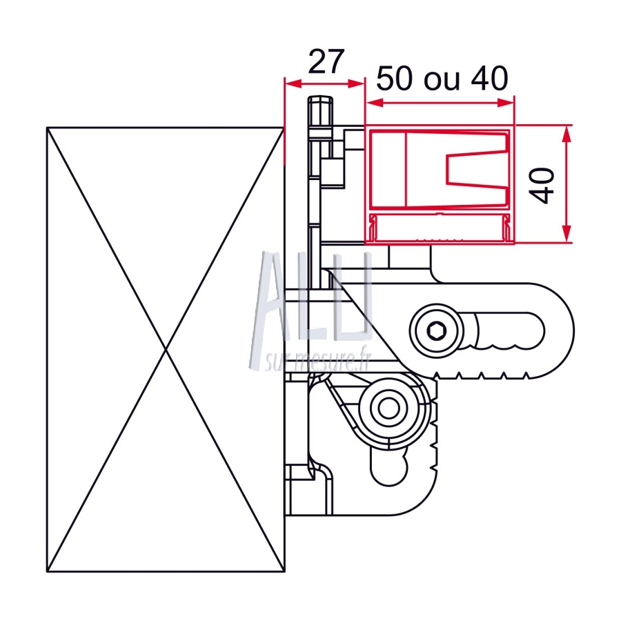 Kit gonds 1 vantail haut et bas avec variateur de pente pour portail battant