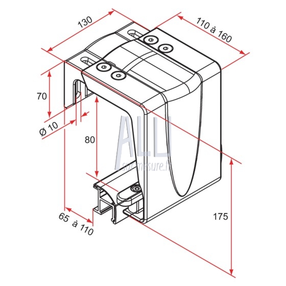 Platine de guidage petit modèle alu moulé pour portail coulissant