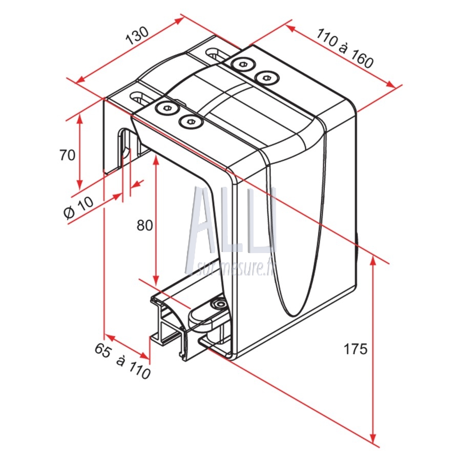 Platine de guidage petit modèle alu moulé pour portail coulissant