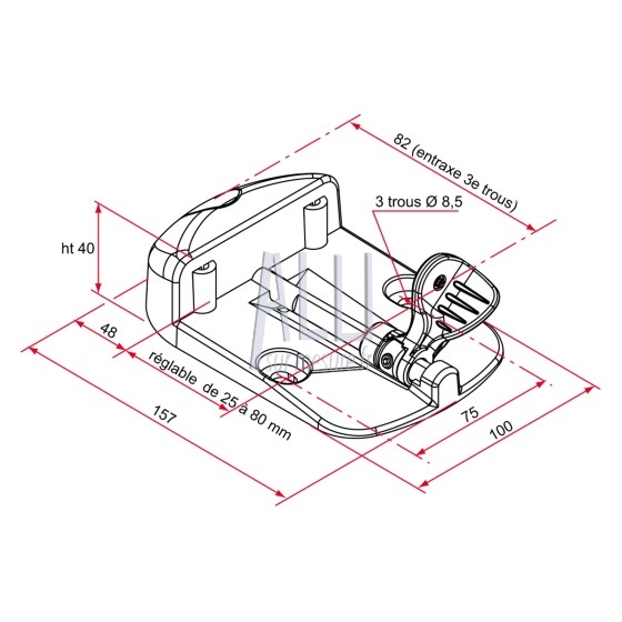 Sabot de sol polyamide tourniquet pour portail battant manuel