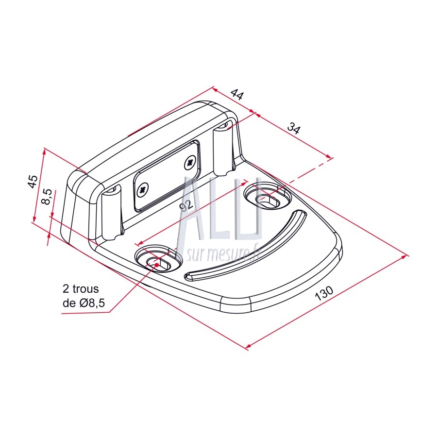 Sabot de sol alu renforcé simple pour portail battant automatique